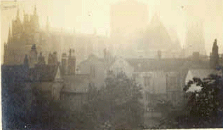 possibly of the skyline of  Lincoln and the outline of the Minister